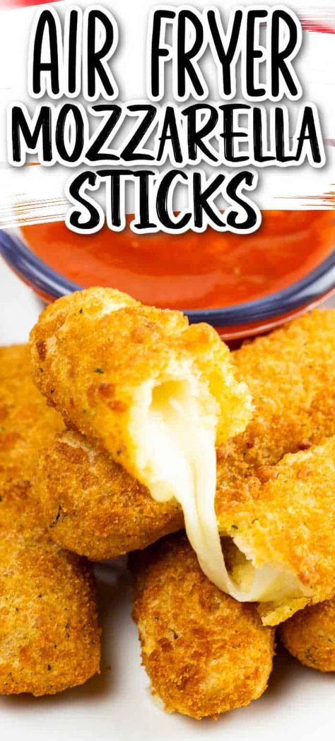 Cooking mozzarella sticks in the air fryer is the best way to make them! Air fryer frozen mozzarella sticks are crispy on the outside and warm and gooey on the inside! Frozen Mozzarella Sticks, Air Fryer Mozzarella Sticks, String Cheese, Easy Air Fryer, Mozzarella Sticks, Cheese Sticks, Fryer Recipes, Sweet Snacks, Air Fryer Recipes