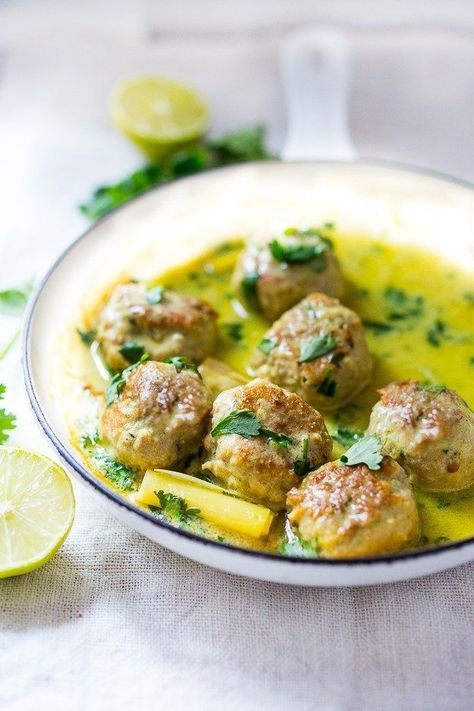 Thai Turkey Meatballs with Lemongrass Coconut  Sauce | http://www.feastingathome.com Thai Turkey Meatballs, Easy Thai Recipes, Feasting At Home, Coconut Curry Sauce, Recipes Lunch, Coconut Sauce, Lunch Meat, Turkey Meatballs, Master Chef