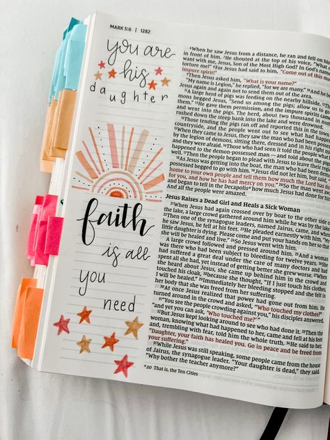 Bible Journaling Pictures, Bible Drawings Easy, Bible Verse Journaling, Easy Bible Journaling, Mark Bible, Bible Journaling Ideas, Bible Doodles, Bible Journal Notebooks, New Testament Bible