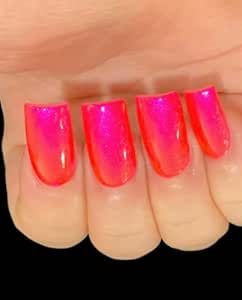 Firecracker Glow - Fuchsia Red Pink Orange "NEON Glow Pop Collection" MultiColor Shifting: Mylar Oil Slick/Polish Me Silly Nail Polish Orange Neon, Polish Colors, Pop Collection, Oil Slick, Glam Nails, Neon Glow, Nail Polish Colors, Pink Orange, Pretty Nails