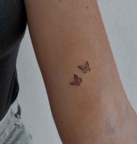 Three Small Butterflies Tattoo, Butterfly Tiny Tattoo, 20 Tattoo Number, Small Buterfluffy Tattoo, Butterfly Tatoos Woman, Tiny Tattoos Butterfly, Small Pretty Tattoos For Women, Small Monarch Butterfly Tattoo, Behind Ankle Tattoo