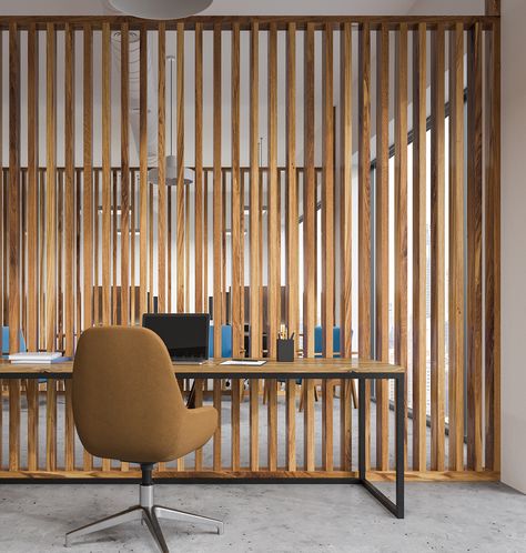 Wood Slat Wall Pass Through Wooden Panel Design, Timber Wall Panels, Partition Ideas, Wooden Wardrobe Design, Ceiling Cladding, Timber Battens, Stripped Wall, Timber Slats, Wooden Room