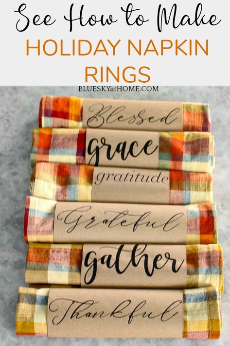 How to Make Napkin Rings for your Holiday Table Make Napkin Rings, Diy Home Decor Signs, Thanksgiving Setting, Sea Glass Bottles, Glass Spray Paint, Holiday Napkin Rings, Pretty Table Settings, Thanksgiving Entertaining, Thanksgiving Decor Ideas