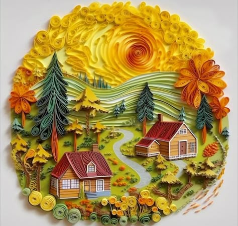 Quilling Paper Art Ideas, Paper Quilling Landscape, Quilling Landscape, Quilling Images, Diy Quilling Crafts, Paper Filigree, Arte Quilling, Paper Quilling Tutorial, Paper Quilling For Beginners