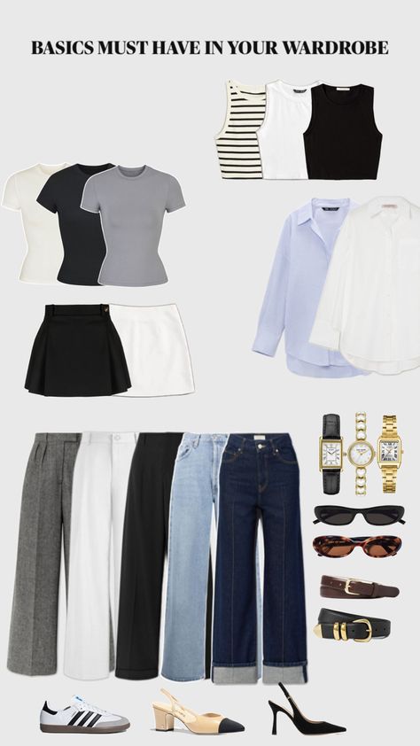 It Girl Capsule Wardrobe, Clean Old Money Aesthetic, Outfit Ideas With Basic Clothes, Summer Closet Capsule, Korean Fashion Capsule Wardrobe, Old Money Outfits Capsule Wardrobe, Casual Capsule Wardrobe Summer 2024, Basic Shoes For Women Capsule Wardrobe, Capsule Shoes 2024