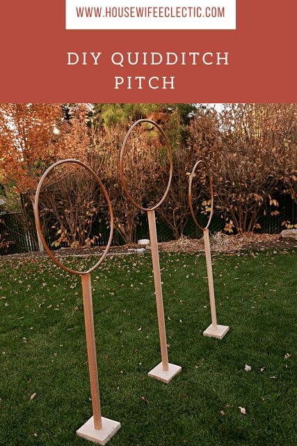 DIY Quidditch Pitch - Housewife Eclectic Diy Quidditch Goals, Quidditch Decorations, Quidditch Decor, Quidditch Diy, Harry Potter Quidditch Game, Diy Quidditch, Harry Potter Trunk, Quidditch Game, Eclectic Diy