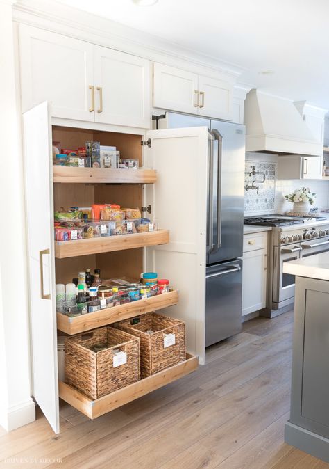 Pantry Organization Ideas, Organized Pantry, Kitchen Organization Pantry, Kitchen Pantry Design, Kitchen Pantry Cabinets, Small Space Kitchen, Kitchen Room Design, Pantry Design, Kitchen Redo