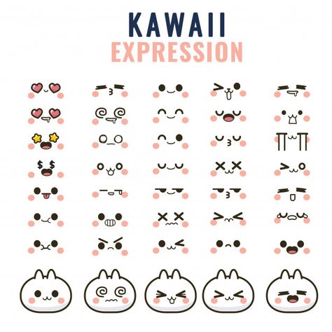 Cute Expressions Drawing, Kawaii Emotions, Anime Face Expressions, Kawaii Expressions, Angry Anime Face, Kawaii Smile, Expressions Drawing, Cute Expressions, Sweet Expression