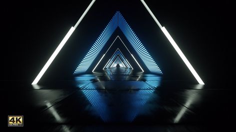 Triangle Portal, Neon Architecture, Wet Concrete, Drone Show, Polygon Modeling, Corridor Lighting, Entrance Way, Futuristic Background, Running Track