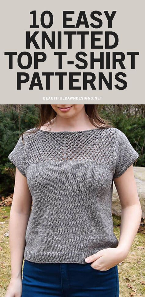 Free Knit T Shirt Pattern, Knit Summer Cotton Tops Free Patterns, Free Knit Top Patterns For Women, Knitted Tee Shirt Patterns Free, Knitted T Shirts For Women, Knitted Top Patterns Free For Women, Easy Jersey Knitting Patterns Free, Tshirt Knitting Patterns Free, Cardigan Sweater Pattern Free Knitting