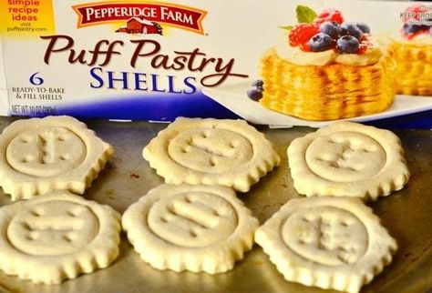 Lemon Puff Pastry, Miniature Pies, Puff Pastry Cups, Pastry Cups, Puff Pastry Shells, Pepperidge Farm Puff Pastry, Leftover Roast Beef, Stuffed Shells Recipe, Pastry Shells