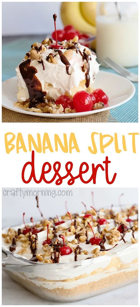 Banana Split Ideas, Fruit Desserts For Parties, Summer Bbq Desserts, Bring To A Bbq, Cookout Desserts, Bbq Desserts, Banana Split Dessert, Banana Dessert, Dessert Party