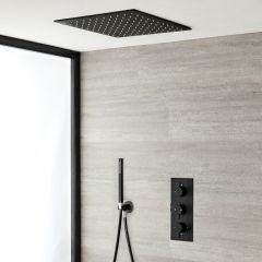 Recessed Shower Head, Ceiling Shower Design, Shower Tower Panel, Slate Shower, Ceiling Shower Head, Shower Tower, Monochrome Bathroom, Bathroom Design Black, White Bathroom Accessories