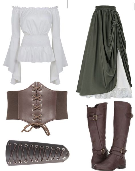 Celtic Fling Outfit, Narnia Clothing Aesthetic, Green Pirate Dress, Simple Renisance Fair Outfit, Simple Midevil Outfits, Italian Asethic Fashion, Mediavel Outfit, Rennisance Faire Costumes Elf, Rennisance Faire Costumes Women