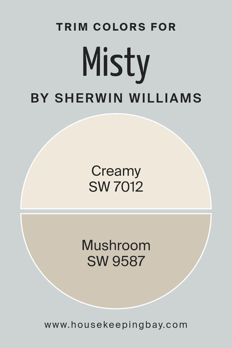 trim_colors_of_misty_sw_6232 Sherwin Williams Mushroom Colors, Sherwin Williams Mushroom, Sherwin Williams Creamy Walls, Sw 7012 Creamy, Mushroom Color Paint, Sw Blue Paint Colors, Sw Creamy, Mushroom Colors, Sherwin Williams Creamy