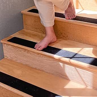 Black Stair Treads, Black Stairs, Family Safety, Wooden Steps, Stair Parts, Faux Fur Rug, Stair Treads, Subtle Textures, Carpet Runner