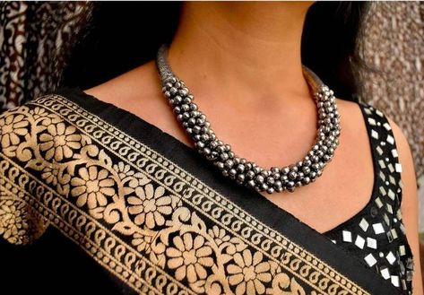 Festive Jewellery, Celebrities Earrings, Unique Wedding Jewelry, Oxidised Silver Jewelry, Beautiful Chokers, Choker Black, Silver Flower Necklace, Necklace Indian, Modernist Jewelry