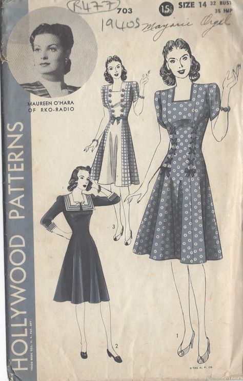 1940s-Vintage-Sewing-Pattern-DRESS-B32-R477-251142538010 1940 Patterns, 40s Mode, Vintage Clothes Patterns, Vintage Vogue Sewing Patterns, 1940s Style, Scale Pattern, Vintage Dress Patterns, Vogue Sewing, Vogue Sewing Patterns