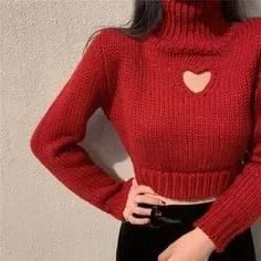 Red Winter Outfits Aesthetic, Red Winter Outfits, Strawberry Gum, Mha Dr, Party Crop Tops, Mode Crochet, Ladies Turtleneck Sweaters, Outfits 2023, Aesthetic People