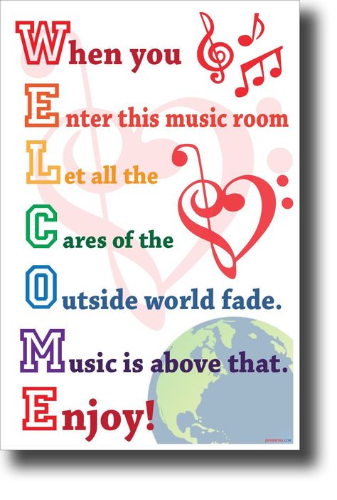 Amazon.com : WELCOME - When you enter this music room... NEW Music Classroom Poster : Office Products Music Classroom Posters, Middle School Choir, Music Bulletin Board, Music Bulletin Boards, Music Classroom Decor, Music Room Decor, Elementary Music Classroom, Singing Lessons, Jazz Piano