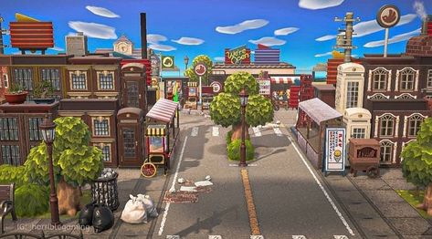 Acnh London, Urban Island, Island Theme, New Animal Crossing, Animal Crossing Qr, Animal Crossing, Nintendo, Street View, Exterior