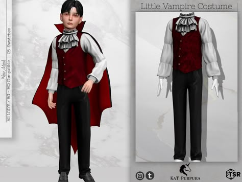 Sims 4 Vampire Clothes, Sims 4 Halloween Cc, Sims 4 Halloween, Sims 4 Vampire, Sims 4 Cc Clothes, Little Vampire, Makeup Decor, Sims Gameplay, Vampire Dress