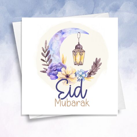 Eid Mubarak Religious Eid Personalised Gift Card, Islamic Muslim Festival Cards by SquidgeMakes on Etsy Ramadan Card, Happy Ramadan Mubarak, Muslim Festivals, Ramadan Celebration, Happy Ramadan, Eid Mubarak Card, Watercolour Ideas, Personalized Gift Cards, Eid Cards