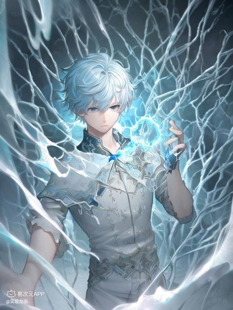 Ice Oc Male, Ice Character Design Male, Brown Hair Male, Ice Elemental, Supernatural Crossover, Fantasy Pictures, Cool Anime Guys, Anime Crossover, Character Design Male