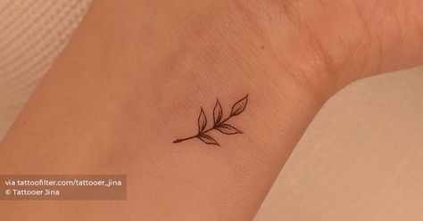 Minimalist sprig tattoo on the wrist. Sprig Tattoo, Fine Tattoo, Tattoo On The Wrist, Minimalist Line Art, Nature Flowers, Little Tattoos, Fine Line, Wrist Tattoos, Tattoo On