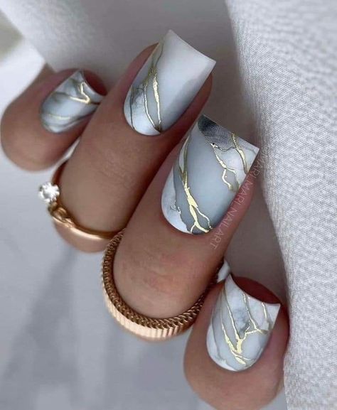 Marble Nail Designs, Blush Nails, Gray Nails, Nail Swag, Nail Forms, Nail Designs Glitter, Short Nail Designs, Elegant Nails, Bling Nails