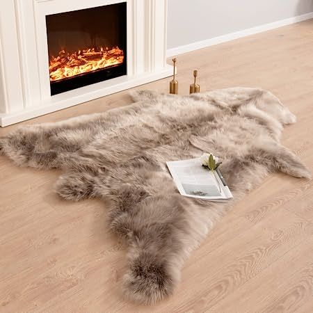 Amazon.com: Carvapet Soft Fur Rugs Fake Reindeer Hide Area Rug Fluffy Faux Fur Carpet for Bedroom Floor Mat Home Decorative Throw Rug for Living Room, 5ft x 6ft, Brown : Home & Kitchen Fur Rug Bedroom, Fur Rug Living Room, Reindeer Hide, Rug Fluffy, Fur Rugs, Faux Fur Area Rug, Carpet For Bedroom, Hunting Room, Fur Carpet