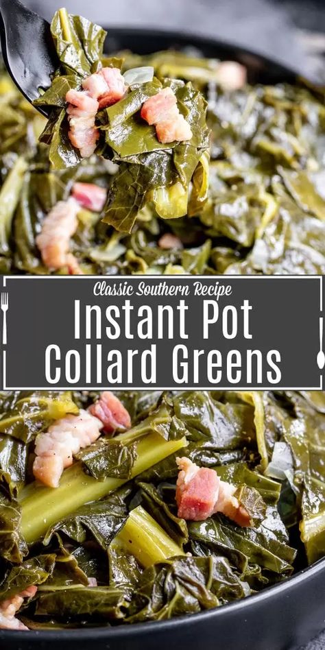 Instant Pot Collard Greens Recipe, Turnip Greens Recipe, Instant Pot Collard Greens, How To Cook Turnips, Collard Greens Recipe, Classic Southern Recipes, Southern Recipe, Turnip Greens, Cooking Bacon