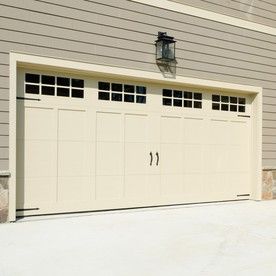 Doors With Black Hardware, Garage Door White, Magnetic Garage Door Hardware, American Garage Door, Carriage Garage, White Garage Doors, Carriage Style Garage Doors, Carriage House Garage Doors, Garage Door House