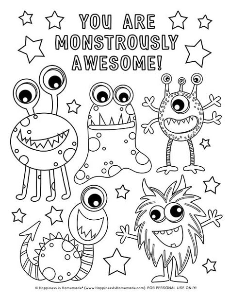 Monster Clipart Black And White, Monster Coloring Pages Printables, Coloring Sheets Elementary, Back To School Coloring Sheets Free Printables, 2nd Grade Coloring Sheets Free Printable, Free Monster Printables, Cute Monster Coloring Pages, Monster Printables Free, Funny Coloring Pages For Kids