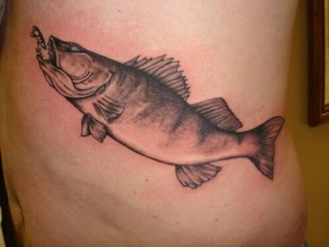 Walleye Tattoo, Walleye Fishing, Dad Tattoos, Fish Tattoo, Fish Drawings, Tattoos Gallery, Skull Tattoos, Tat Ideas, Hunting Fishing