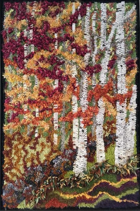 Birch Tree Rug, Rug Hooking Patterns Primitive, Hooking Rugs, Needle Punching, Rug Hooking Designs, Wool Mats, Hook Punch, Hook Rug, Primitive Rugs