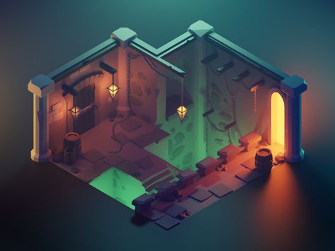 Dungeon by Roman Klčo Idle Game, Low Poly Games, Isometric Art, Isometric Design, Game Environment, Low Poly Art, Game Concept Art, Game Concept, 3d Modelling