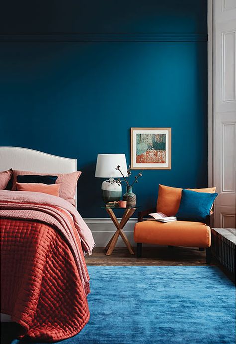 Teal Living Rooms, Teal Bedroom, Teal Walls, Bedroom Wall Colors, Bedroom Color, Bedroom Color Schemes, Interior Modern, Bedroom Paint, Blue Bedroom