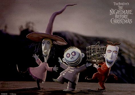 Oogie’s Boys, Shock, Barrel & Lock by Stephanie (koiart71 ) on Flickr. Nightmare Before Christmas Characters, Nightmare Before Christmas Tattoo, Tim Burton Style, Christmas Films, Tim Burton Art, Tim Burton Films, Tim Burton Movie, Shotting Photo, Film Disney