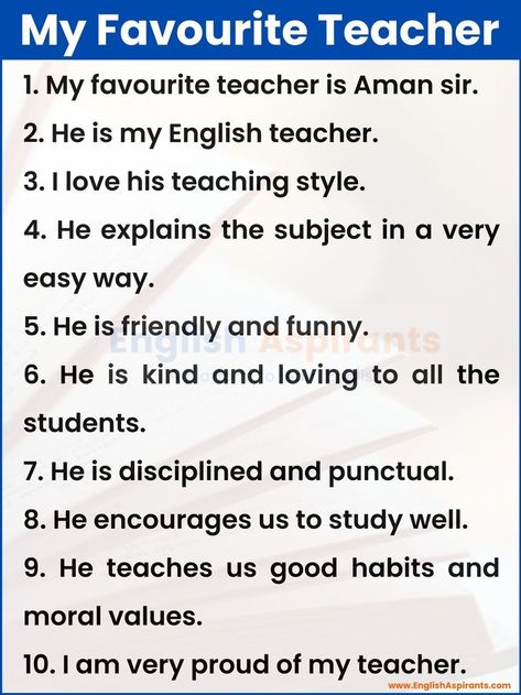 10 lines on My Favourite Teacher Shayari For Teachers In English, My Favorite Teacher Essay, Poem On Teacher In English, My Teacher Essay, My Best Teacher Essay, Essay On Teachers Day, My Class Teacher Essay, My Favourite Teacher Essay, Favourite Teacher Quote