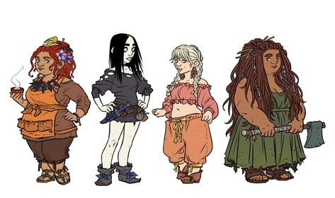 Sophie Crankers on Twitter: "Currently running an all-halfling game. https://t.co/WrktFOqQ3i" / Twitter Dnd Dwarven Woman, Dwarven Fashion, Dwarves Art, Fantasy Giants, Dnd Halfling, Sophie Campbell, Character Lineup, Barbarian Dnd, Geeky Art