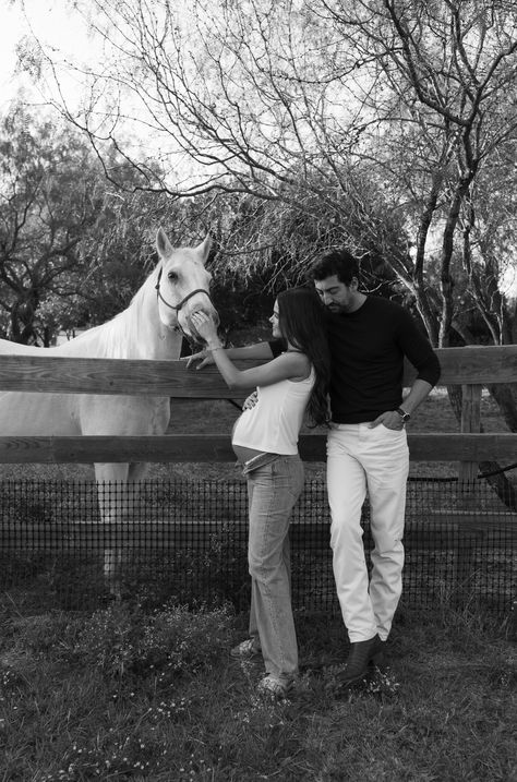 Madi and Gabe are long time clients turned friends of mine, so when she texted needing maternity photos done, I was over the moon!   We ventured out to a little farm about an hour away and had the most magical evening together. <3 Maternity Farm Photoshoot, Maternity Photography Western, Farm Maternity Pictures, Couple Maternity Poses, Couple Maternity, Couple Pregnancy Photoshoot, Pregnant Couple, Maternity Poses, Xmas Card