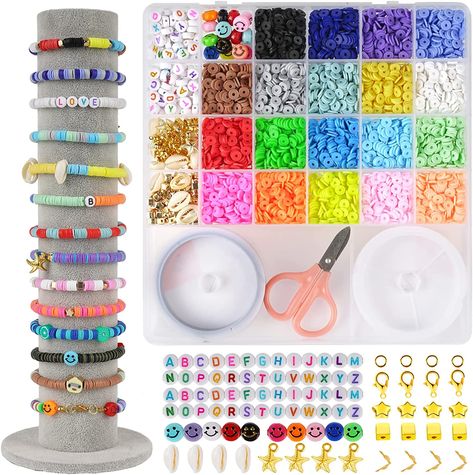 Bracelet Making Aesthetic, Making Aesthetic, Smiley Face Beads, Clay Beads Bracelet, Pvc Storage, Beads For Bracelets, Bracelets Making, Creative Diy Gifts, Jewelry Making Kit