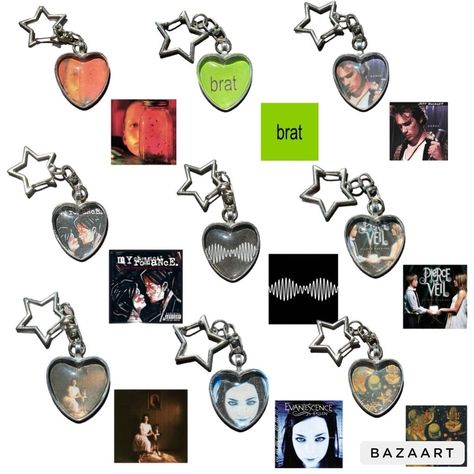 music/albums heart star keychains price is for one! pendant is 25mm or 1 inch! free shipping! - my chemical romance three cheers for sweet revenge evanescence fallen charli xcx brat alice in chains jar of flies jeff buckley grace arctic monkeys am the smashing pumpkins melon collie and the infinite sadness pierce the veil selfish machines ethel cain preachers daughter Gifts For Weird Friends, Small Craft Gifts, Good Gifts For Boyfriends, Stuff For Christmas List, Stuff To Ask For Christmas, Type O Negative Tattoo, Crafts For Your Boyfriend, Ethel Cain Preachers Daughter, Music Related Gifts