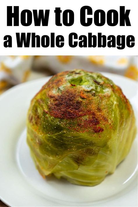 How to cook a whole cabbage in an Instant Pot or your oven is here! Steamed and then crisped a bit, buttered and served as a side dish. #wholecabbage #instantpotcabbage #dutchovencabbage Ground Beef In Crockpot, How To Cook Cabbage, Cook Cabbage, Easy Cabbage Recipes, Cabbage Plant, Baked Cabbage, Easy Pressure Cooker Recipes, Steamed Cabbage, Roasted Cabbage