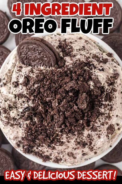 Oreo Fluff Recipe, Oreo Fluff Dessert, Dirt Pudding Recipes, Oreo Cookie Dessert, Oreo Dessert Easy, Dirt Dessert, Marshmallow Fluff Recipes, Cheap Desserts, Chocolate Pudding Desserts