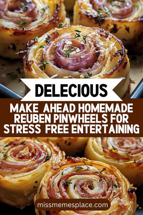 Simplify your entertaining with these make-ahead Homemade Reuben Pinwheels! Ideal for parties or gatherings, these pinwheels are not only easy to prepare but can also be made a day in advance. Each bite features the delicious combination of corned beef, Swiss cheese, and tangy sauerkraut, all wrapped in a soft tortilla. With their vibrant presentation and irresistible flavor, these pinwheels will surely impress your guests while taking the stress out of last-minute preparations! Ruben Pinwheel Appetizers, Ruben Roll Ups, Reuben Pinwheel Appetizers, Ruben Pinwheels, Dairy Free Pinwheels, Best Pinwheels, Reuben Pinwheels, Easy Appetizers For A Party Make Ahead, Make Ahead Side Dishes