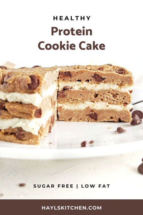 Healthy Cookie Cake, Recipes Using Protein Powder, Protein Icing, Macro Desserts, Protein Cake Recipe, Macro Snacks, Bariatric Snacks, Protein Frosting, Protein Cakes