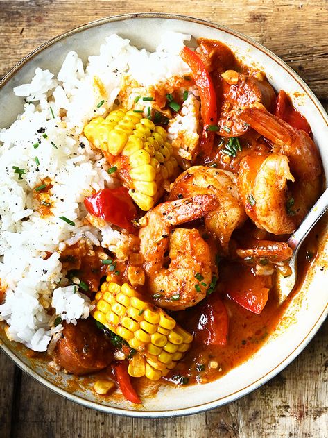 Chorizo And Shrimp Recipes, Shrimp And Chorizo Recipes, Dinner Ideas Spanish, Arabic Dinner, Shrimp Chorizo, Serving Dumplings, Chili Lime Vinaigrette, Shrimp And Corn, Spanish Dinner