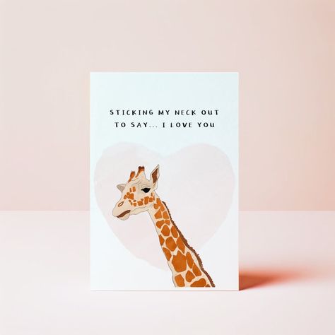 Giraffe Valentine's Card | Hand-Illustrated Love Heart | Romantic Quote Card | 'Sticking My Neck Out' | Thoughtful Love Greeting Faith Hope Love Quotes, Giraffe Valentine, Happy Place Quotes, Breathe Quotes, Sweet Illustration, Place Quotes, Oxford England, Winnie The Pooh Quotes, Pooh Quotes